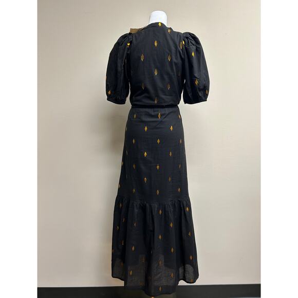 LOVE TOMAS BY EMERSON FRY Gold Leaf Lurex Black Lucy Dress Size XS NWT - Picture 5 of 6